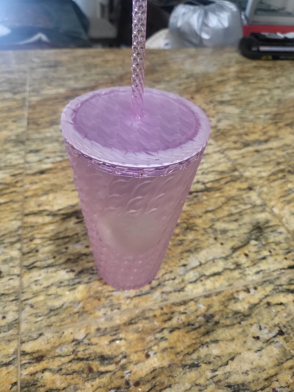 Pink Textured Tumbler with Lid & Straw